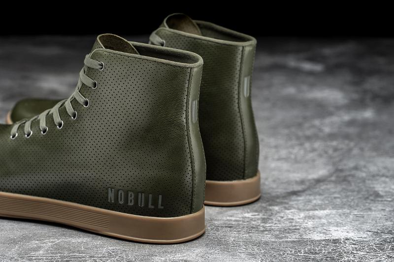 Olive Nobull High-Top Army Leather Men's Trainers | CA E1399B